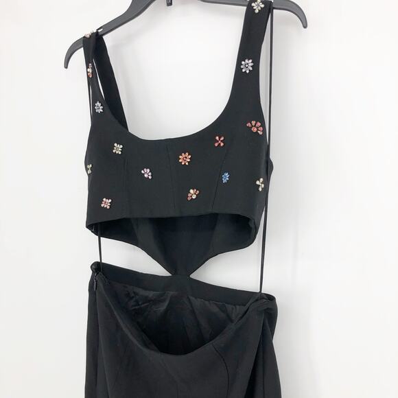 CINQ À SEPT Quinny Embellished Cutout Dress Black Size 10 Scoop Neck NWOT - Picture 11 of 16